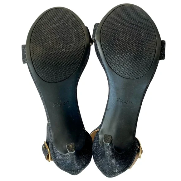 ZIGI SOHO High Heels Ankle Strap Open Toe Black Sparkle Women Size 8 - Picture 10 of 12
